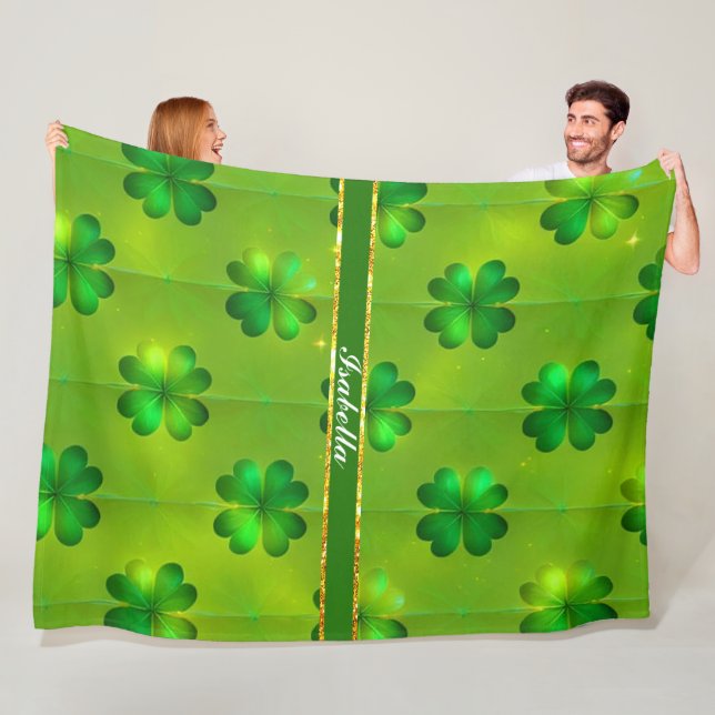 St Patrick's Day Clover 4 Lists Popular Collection Fleece Blanket (In Situ)
