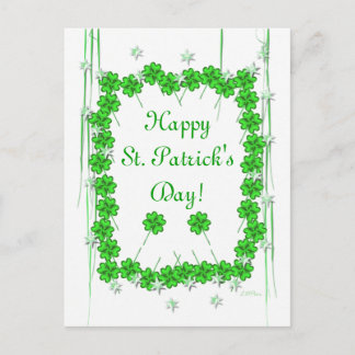 St. Patrick's Day Clover and Stars Postcard