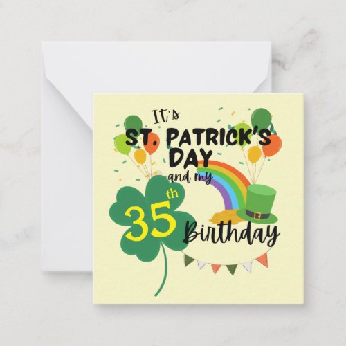St Patricks Day Clover Birthday Party Green   Note Card