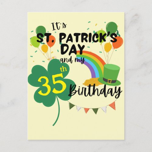 St Patricks Day Clover Birthday Party Green  Postcard