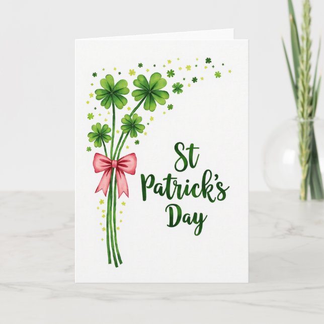 St Patricks Day Clover Bouquet Card (Front)