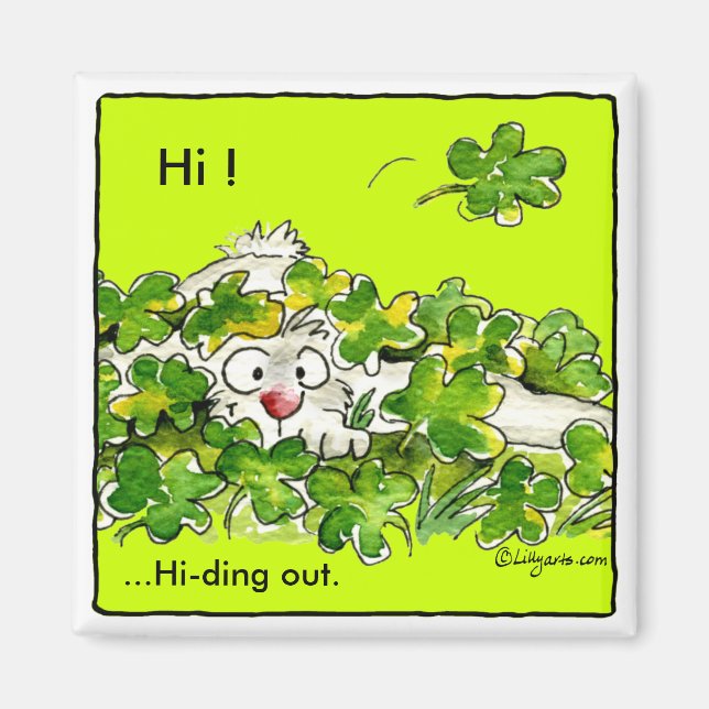 St. Patricks Day Clover Bunny Magnet (Front)