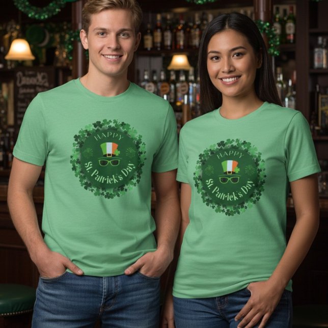 St. Patrick's Day Clover Hat unisex T-Shirt Tri-Blend Shirt (Creator Uploaded)
