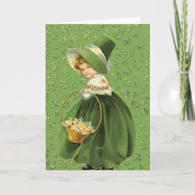 St. Patrick's Day Clover Leaf Greeting Card (Front)