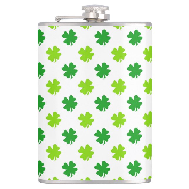 St. Patrick's Day Clover Leaves Pattern-54601 Flask (Front)