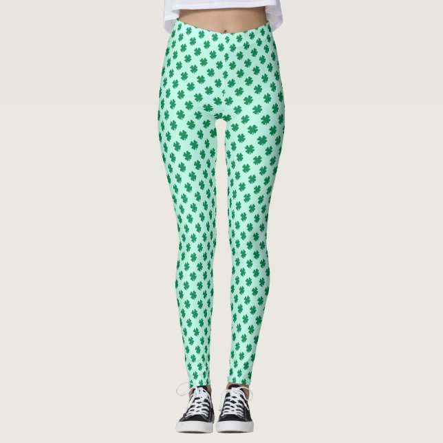 St. Patrick's Day Clover Leaves Pattern-54602 Leggings (Front)