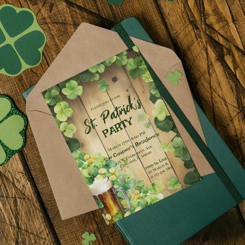 St Patricks Day  Clover  Party Invitation 