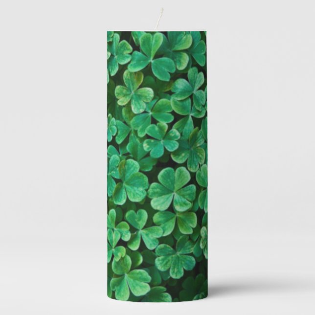 St. Patrick's Day Clover patch Pillar Candle (Front)