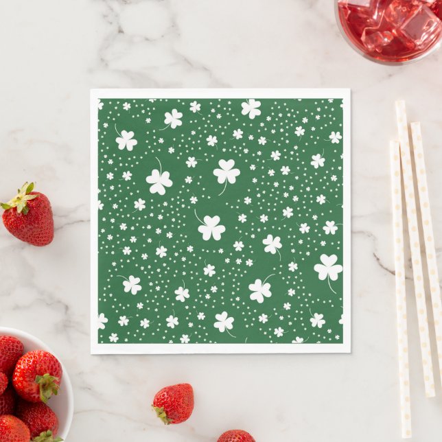 St Patrick's Day Clover Pattern Napkins (Insitu)