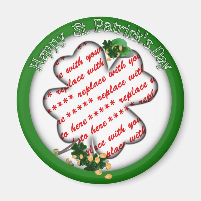 St Patrick's Day Clover Photo Frame Magnet (Front)