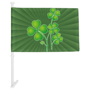 St. Patrick's Day Clover & rays + your ideas Car Flag