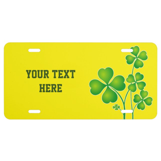 St. Patrick's Day Clover / Shamrocks + your ideas License Plate (Front)