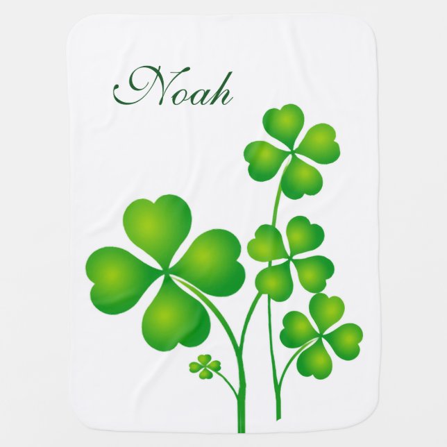 St. Patrick's Day Clover / Shamrocks + your ideas Receiving Blanket (Front)