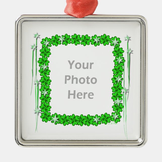 St. Patricks Day Clover Stars photo Metal Ornament (Front)