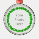 St. Patricks Day Clover Stars (round Photo Frame) Metal Ornament at Zazzle