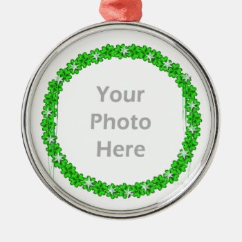 St. Patricks Day Clover Stars (round Photo Frame) Metal Ornament by xfinity7 at Zazzle
