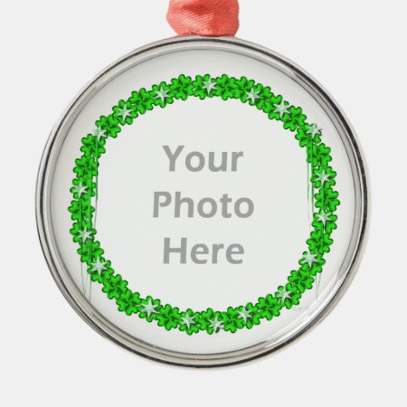 St. Patricks Day Clover Stars (round Photo Frame) Metal Ornament