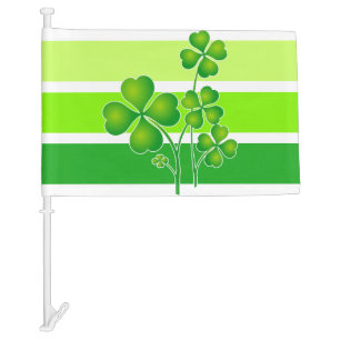St. Patrick's Day Clover & stripes + your ideas Car Flag
