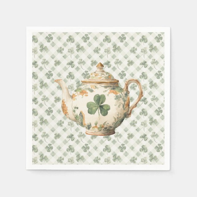  St Patrick's Day Clover Tea Pot Napkins (Front)