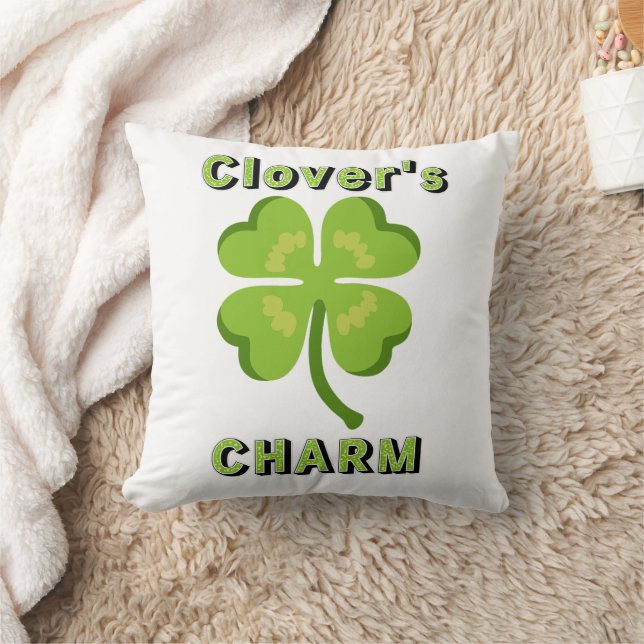 St. Patrick's Day Clover's Charm Throw Pillow (Blanket)