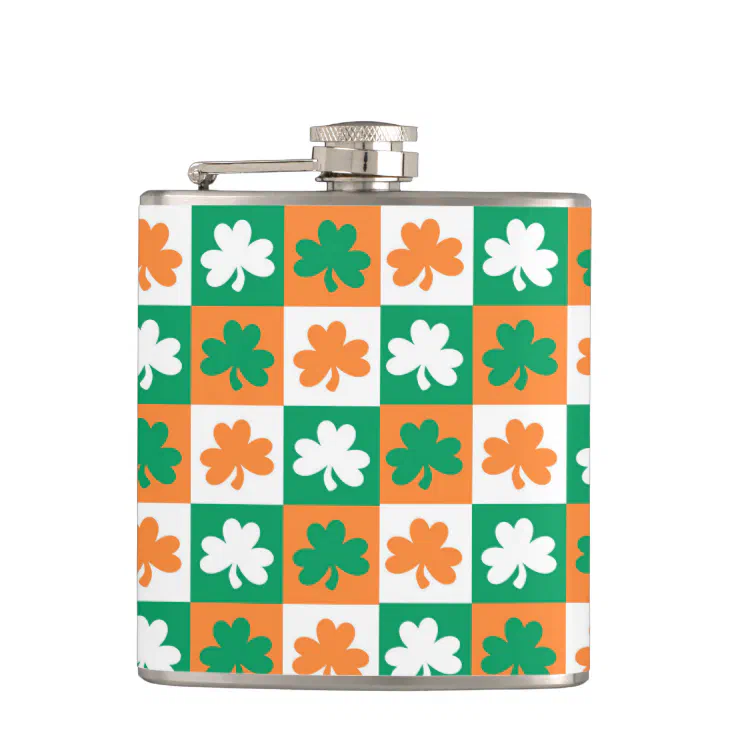 St. Patrick's Day Clovers Flask (Front)