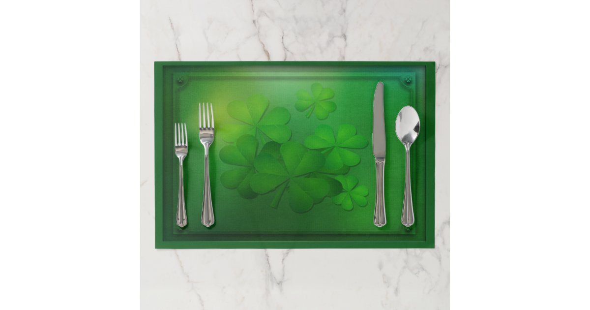 St. Patrick's Day Clovers Paper Placemat Zazzle