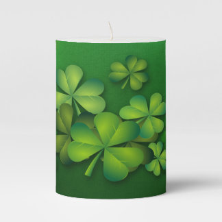St Patrick's Day - Clovers/Shamrocks Pillar Candle