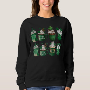 St Patricks Day Coffee Lucky Latte Green Irish Sha Sweatshirt