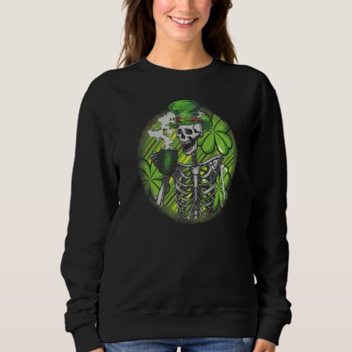 St Patricks Day Coffee Skeleton Shamrock Sweatshirt
