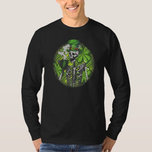 St Patricks Day Coffee Skeleton Shamrock T_Shirt