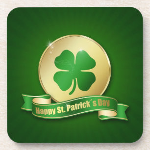 St. Patrick's Day Coin Shamrock Beverage Coaster