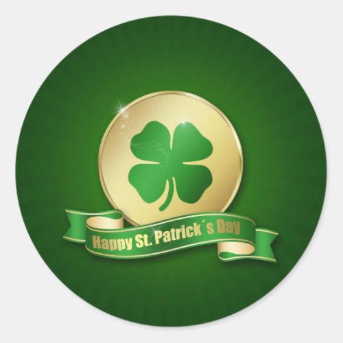 St Patricks Day Coin Shamrock Classic Round Sticker