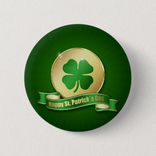 St. Patrick's Day Coin Shamrock Pinback Button