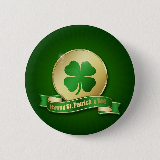 St. Patrick's Day Coin Shamrock Pinback Button (Front)