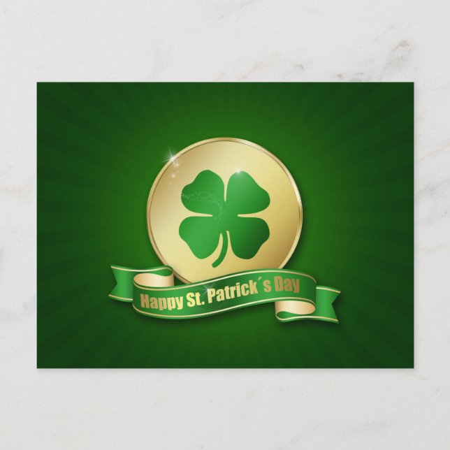 St. Patrick's Day Coin Shamrock Postcard (Front)