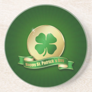 St. Patrick's Day Coin Shamrock Sandstone Coaster
