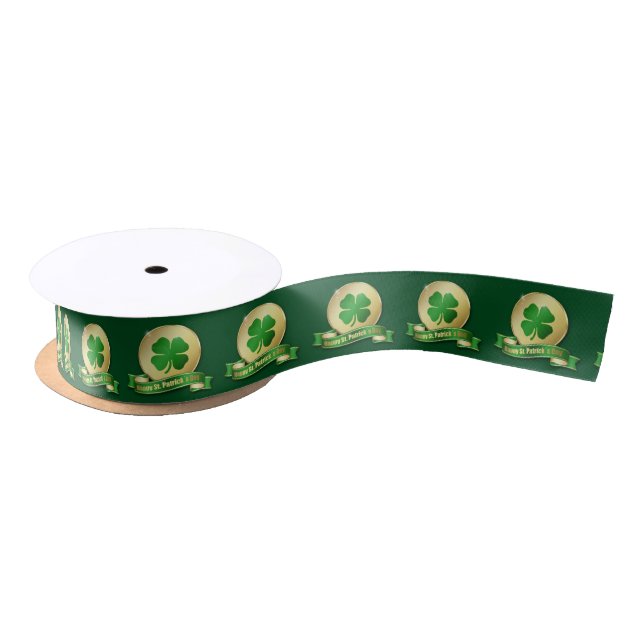 St. Patrick's Day Coin Shamrock Satin Ribbon (Spool)