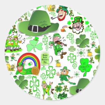St Patrick's Day Collage Classic Round Sticker by StuffOrSomething at Zazzle