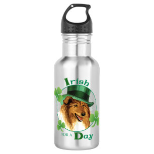 St. Patrick's Day Collie Stainless Steel Water Bottle