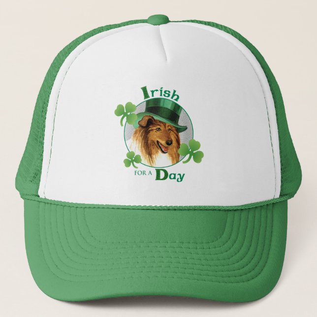 St. Patrick's Day Collie Trucker Hat (Front)