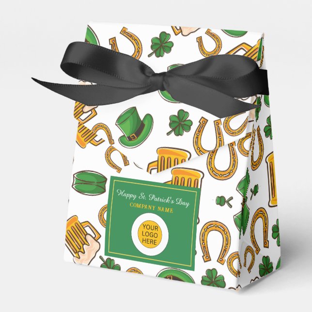 St. Patricks Day Company Business Logo Promotional Favor Boxes (Front Side)