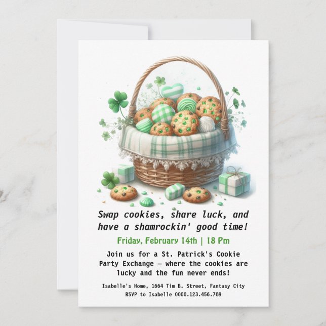 St. Patrick's Day Cookies – Sweet Luck & Love  Invitation (Front)