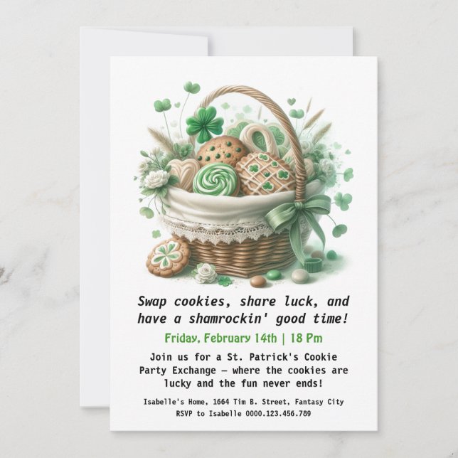 St. Patrick's Day Cookies – Sweet Luck & Love  Invitation (Front)