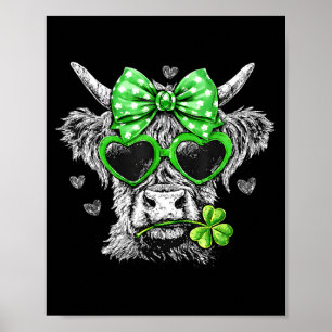 St patricks day coquette bow highland cow howdy poster