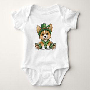 St. Patrick's Day Corgi Dog Baby Bodysuit