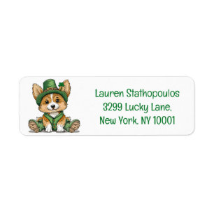 St. Patrick's Day Corgi Dog Label