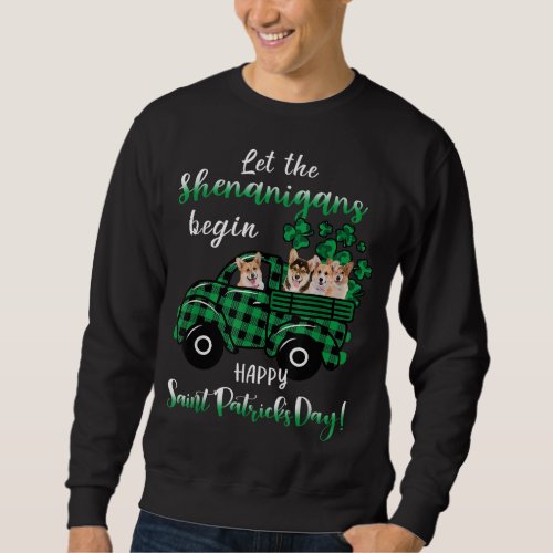 St Patricks Day Corgi Dog Lover Shamrocks Trucks S Sweatshirt