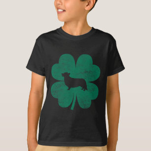 St Patricks Day Corgi Irish Green Shamrock Clover T-Shirt