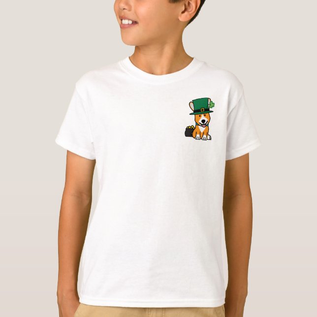 St. Patrick's Day Corgi Leprechaun Dog Puppy Doggy T-Shirt (Front)