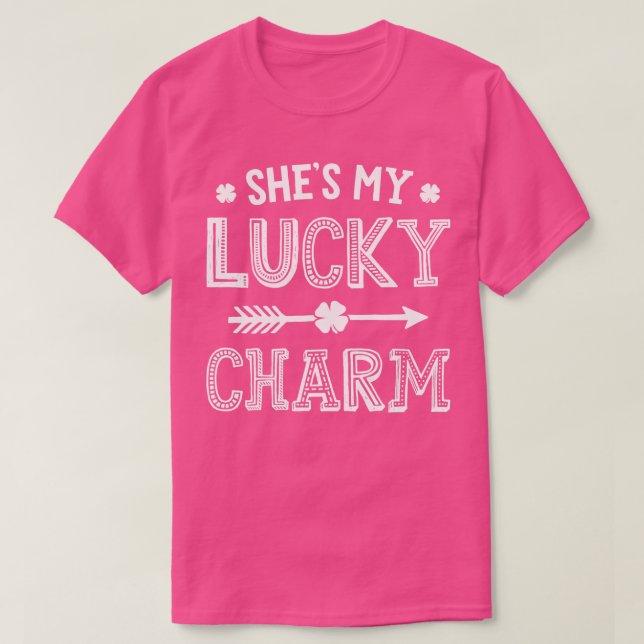 St Patricks Day Couples Shes My Lucky Charm Matchi T-Shirt (Design Front)